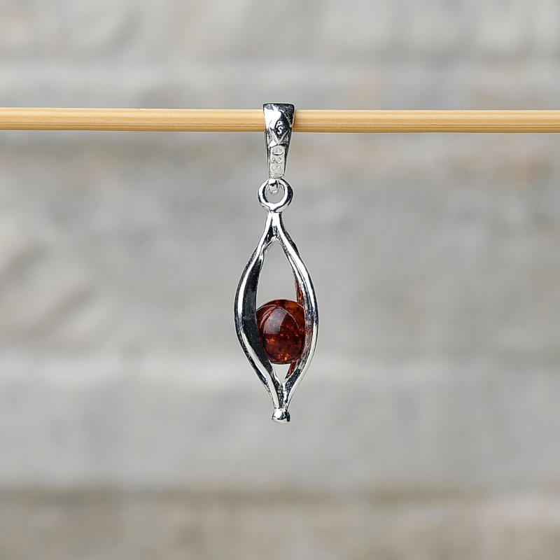 Copal Collana In Argento 925 Con Ambra Baltica Bicolore – Design Sostenibile E Lavorato A Mano
