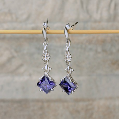 SILVEGO Orecchini In Argento 925 Con Zirconia Blu – Effetto Oro Bianco, Regalo Con Confezione