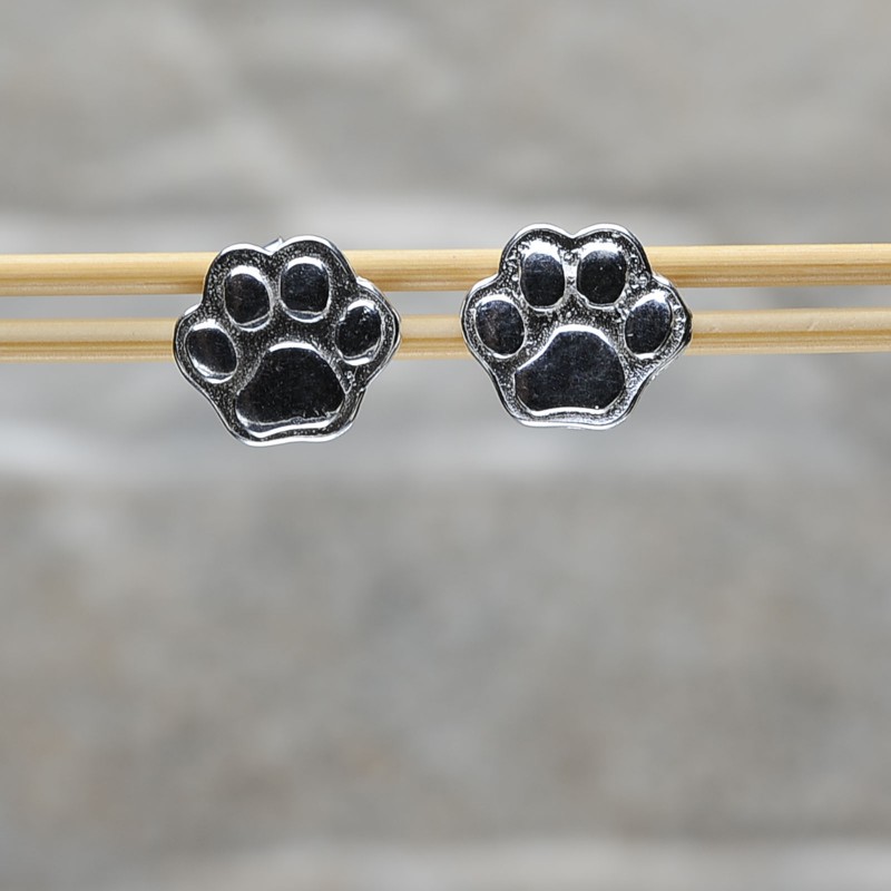 Orecchini a forma di zampa di cane, argento sterling