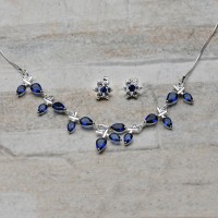Set 3 Orecchini A Perno In Argento 925 Con Zirconi Blu – Yeidid International, Made In Italy
