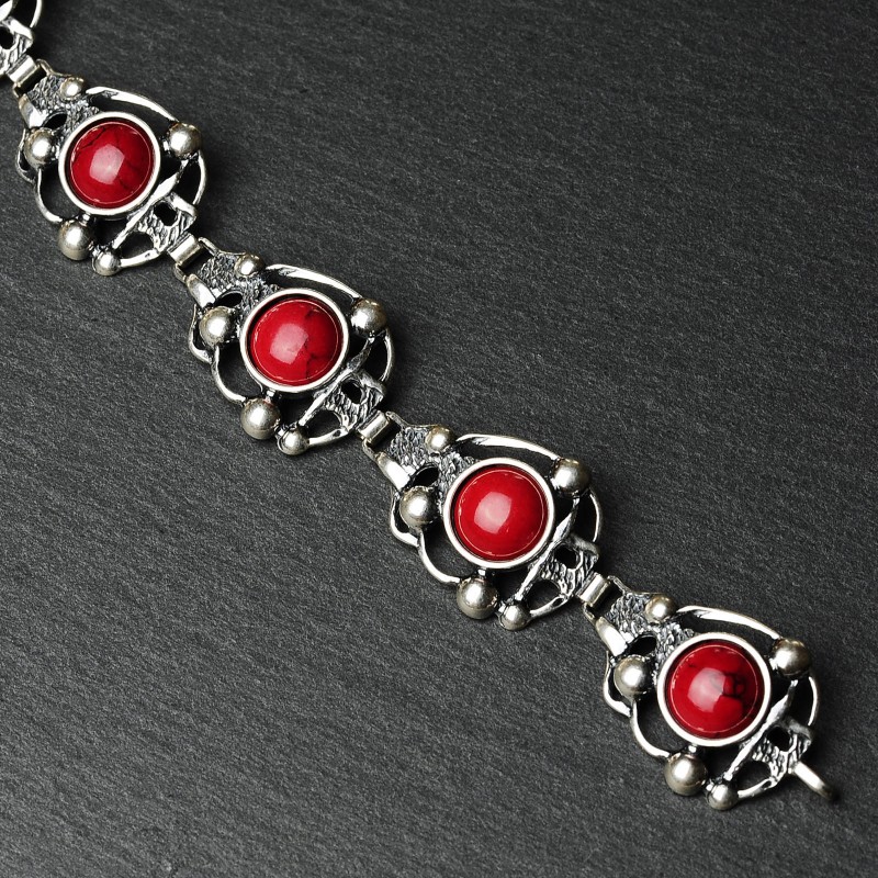 Bracciale In Argento 925 Con Corallo, Sottile E Regolabile 17-20 Cm, Made In Spain, Gioiello Donna, Confezione Regalo