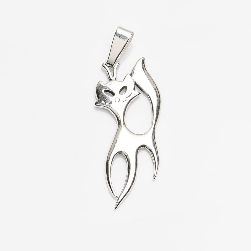 Orecchini pendenti con gatto e luna in argento, gioielli in argento, wiccan, regalo per lei, Regno Unito - Italia