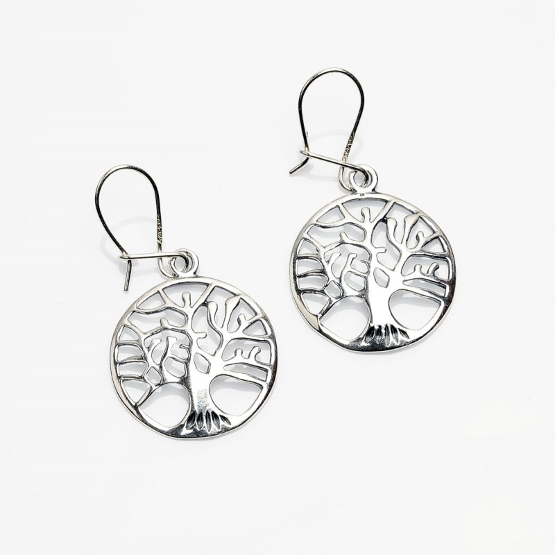 Orecchini Pendenti Albero Della Vita In Argento Sterling 925 Ipoallergenici Philip Jones - 4