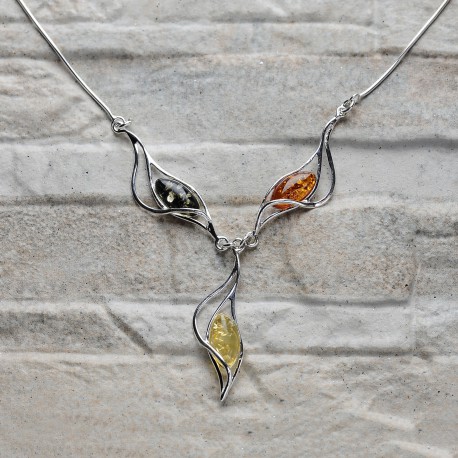 Collana Argento 925 Con Ciondolo Pettirosso Su Ramo E Ambra Baltica - Simbolo Di Buona Fortuna, Gioiello Donna In Scatola Regalo, 45,7 Cm - 3
