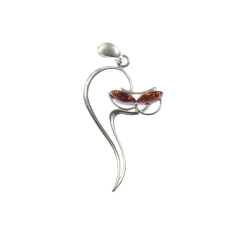 Spilla Vintage In Argento 925 Con Ambra Cognac – Eleganza Da Donna