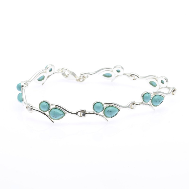 Damiano Argenti Bracciale In Argento 925 Con Turchese - Made In Italy, 19 Cm