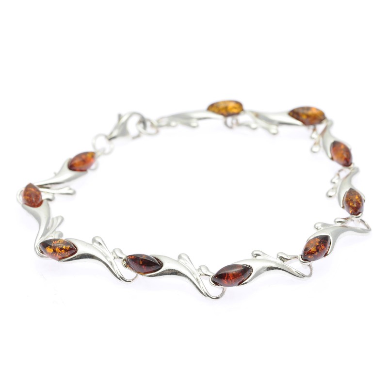 Bracelet En Ambre Baltique Et Argent 925 - Fabriqué En Italie, Neuf Avec Étiquettes