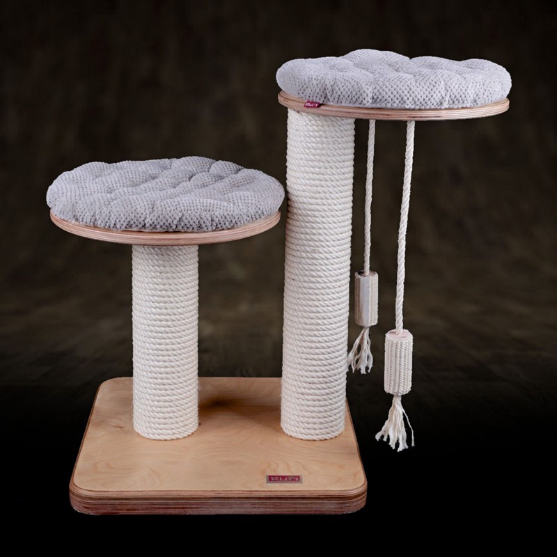 Tiragraffi Per Gatti 53,55x53,5x66 Cm Con Amaca In Peluche Pali In