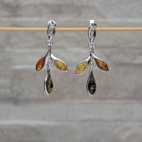 Orecchini Ambra Miele Orecchini A Bottone In Argento Sterling 925 Con Ambra Baltica Naturale - Design Ape E Miele, Nuovi In Scatola Orecchini Nuove Con Scatola
