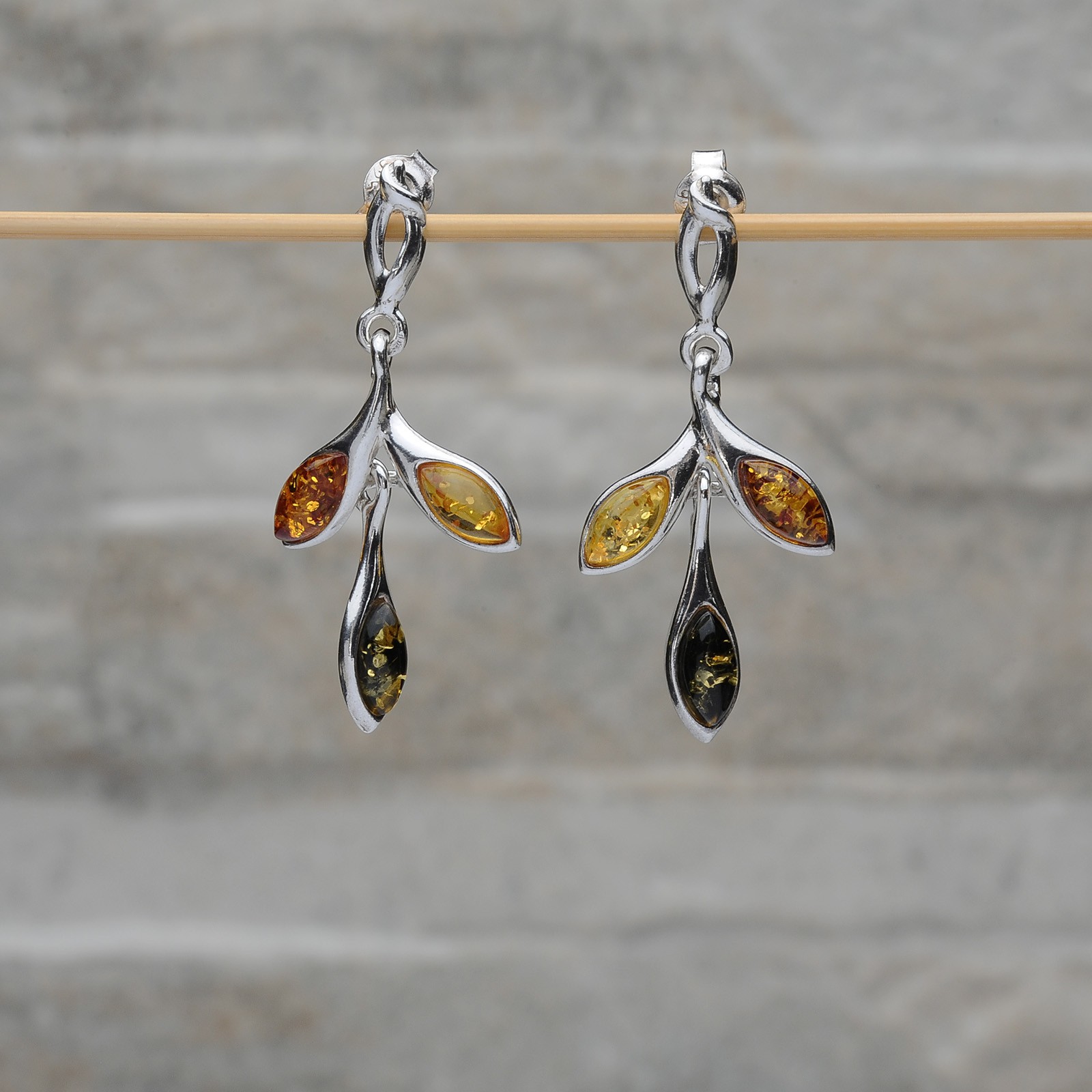 Orecchini a bottone in argento sterling e ambra baltica, regalo per lei - Italia