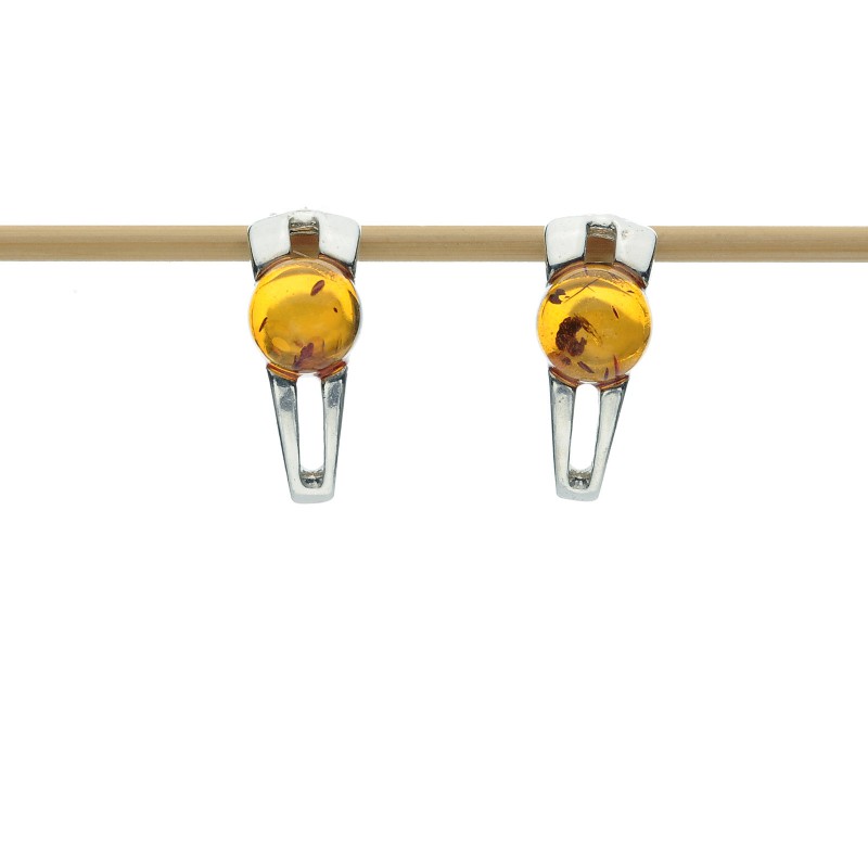 SilverAmber Orecchini Pendenti In Vero Ambra Baltica E Argento 925 Stile Celtico, 8x6 Mm, Scegli Cognac O Verde