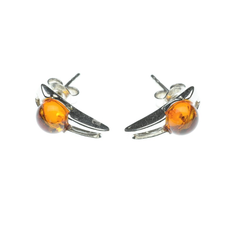 Classic GL168 - Orecchini pendenti in vera ambra baltica naturale e argento Sterling 925 e Argento, colore: Cognac, cod. GL168C