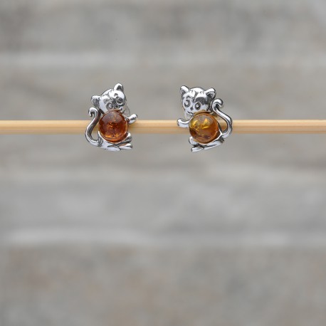 Orecchini in ambra baltica color cognac: gioielli in argento sterling a