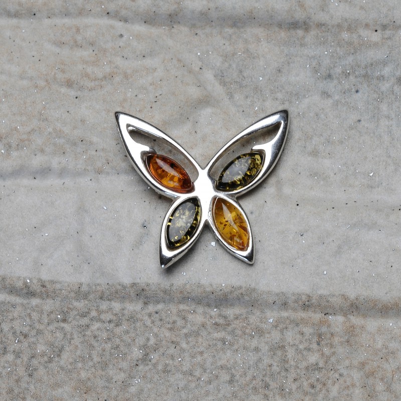 Bello Design Farfalla Argento Set Braccialetto Con Ambra Baltica